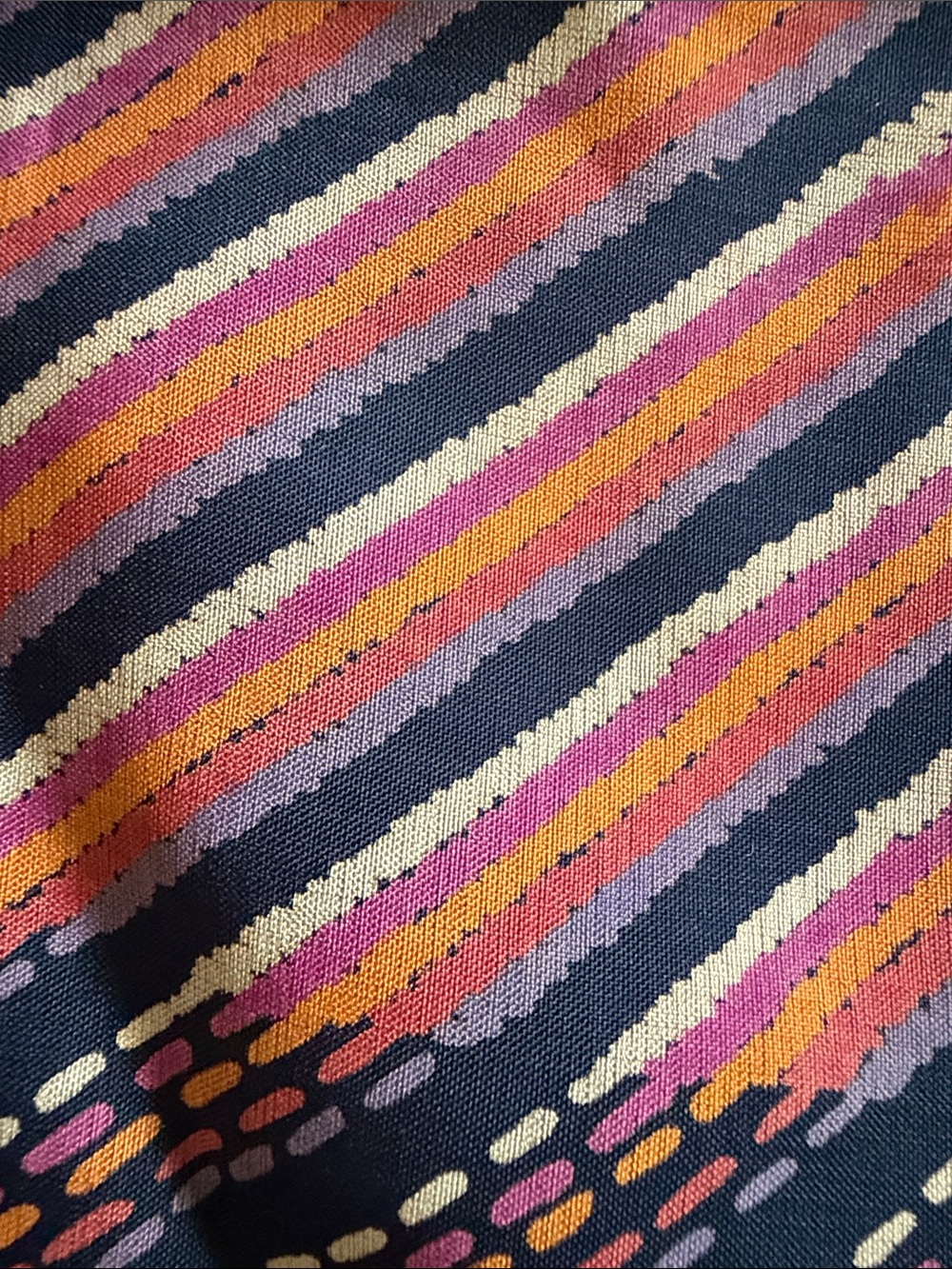 VTG Marshall Field’s Italian Geometric Scarf Black, orange, purple, pink, cream - Picture 13 of 16